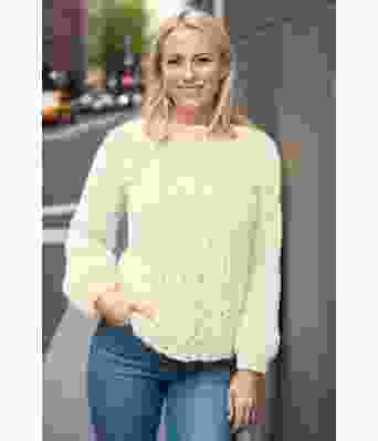 Naturhvit Hjerteflette genser - Strikkia 2021-010A-302