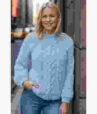 Lys blå Hjerteflette-genser - Strikkia 2021-010A-320