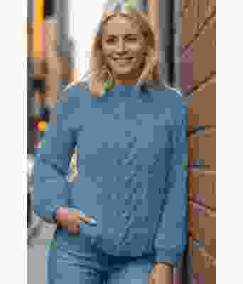 Lys jeansblå Hjerteflette genser - Strikkia 2021-010A-326