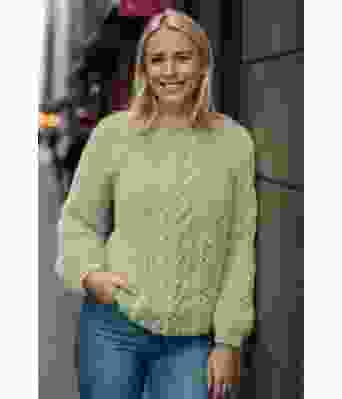 Mosegrønn Hjerteflette genser - Strikkia 2021-010A-334