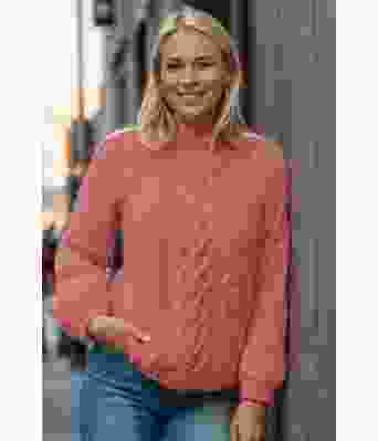 Lakserosa Hjerteflettte genser - Strikkia 2021-010A-349