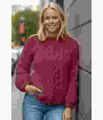 Burgunder Hjerteflette genser - Strikkia 2021-010A-354