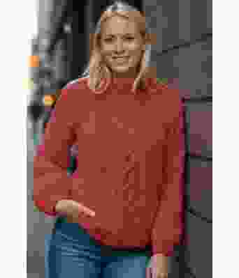 Lys burgunder Hjerteflette genser - Strikkia 2021-010A-355