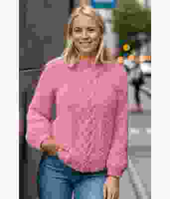 Rosa Hjerteflette genser - Strikkia 2021-010A-361