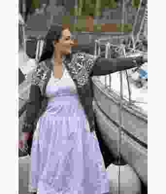 Jeansblå Ankerkofte - Strikkia 2021-015-527