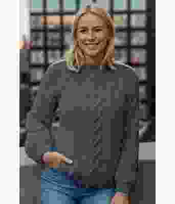 Jeansblå Hjerteflette genser - Strikkia 2021-10A-327