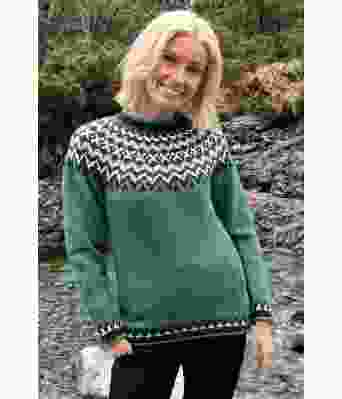 Jadegrønn islandurgenser - Strikkia 2022-006B
