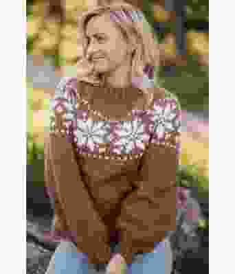 Lysebrun chunky stjernegenser - Strikkia 2022-011-309