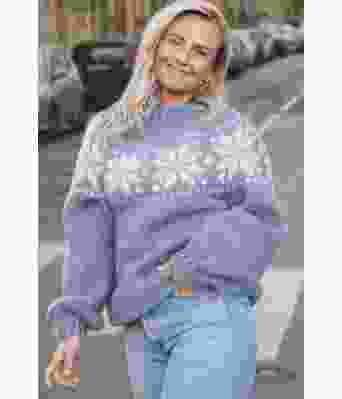 Lyseblå chunky stjernegenser - Strikkia 2022-011-320