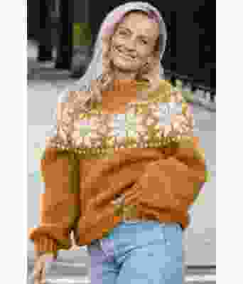 Okergul chunky stjernegenser - Strikkia 2022-011-345