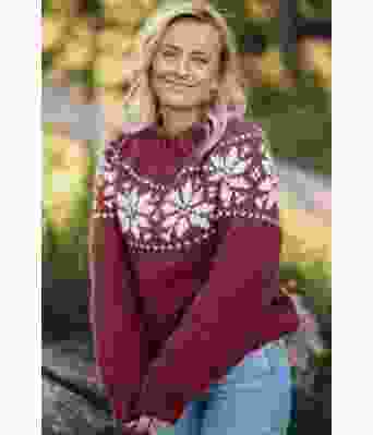 Burgunder chunky stjernegenser - Strikkia 2022-011-354