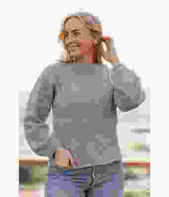 Grå Easy peasy genser med raglanfelling - Strikkia 2022-016-313