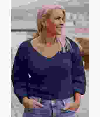 Mørkeblå Soft dreams strikket bluse - Strikkia 2022-030-324