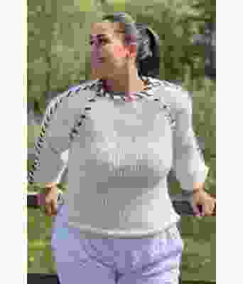 Sorbonne stitch genser med kontrastsøm i raglan - Strikkia 2023-015-302B