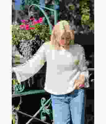 Naturhvit Sorbonne stitch genser - Strikkia 2023-015-302BC