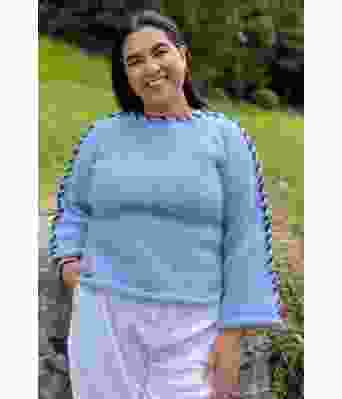 Lyst blå Sorbonne stitch genser - Strikkia 2023-015-320AB