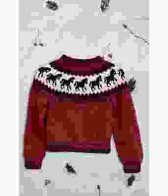 Rød hestegenser til barn - Strikkia 2023-027-560555