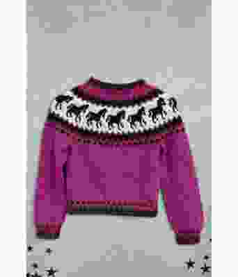 Mørkerosa hestegenser til barn - Strikkia 2023-027-566569