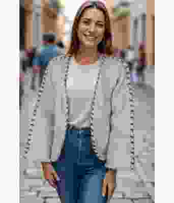 Beige Sorbonne stitch jakke - Strikkia 2023-029-307308