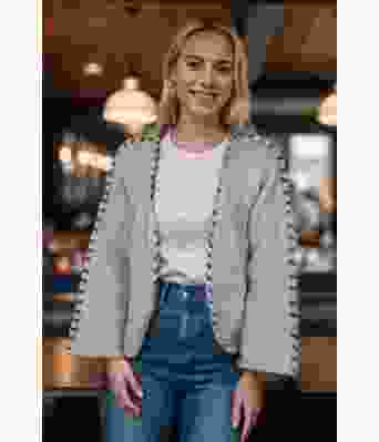 Grå Sorbonne stitch cardigan - Strikkia 2023-029-313317