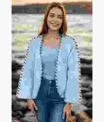 Lyst blå Sorbonne stitch jakke - Strikkia 2023-029-320327