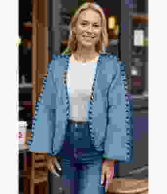 Lys jeansblå Sorbonne stitch cardigan - Strikkia 2023-029-326324