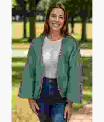 Jadegrønn Sorbonne stitch cardigan - Strikkia 2023-029-336334