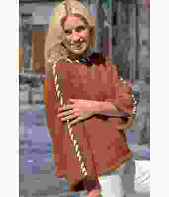 Kobberbrun Sorbonne stitchgenser med hvit kontrast - Strikkia 2023-357300