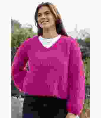 Bringebærfarget Vero genser - Strikkia 2024-018-565