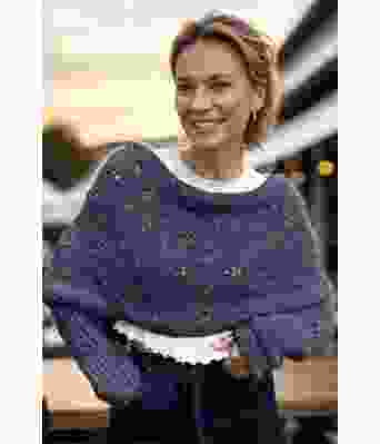 Jeansblått Eyelett sweater scarf - Strikkia 2024-035-327