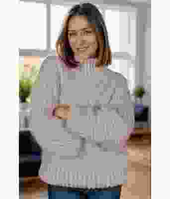 Beige big and cozy brioche sweater - Strikkia 2024-037-307