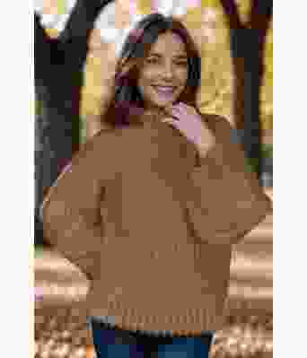 Lysebrun big and cozy brioche sweater - Strikkia 2024-037-309