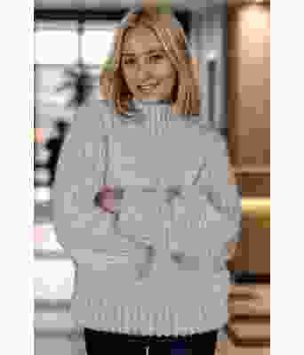 Grå big and cozy brioche sweater - Strikkia 2024-037-313