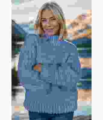 Blå big and cozy brioche sweater - Strikkia 2024-037-323