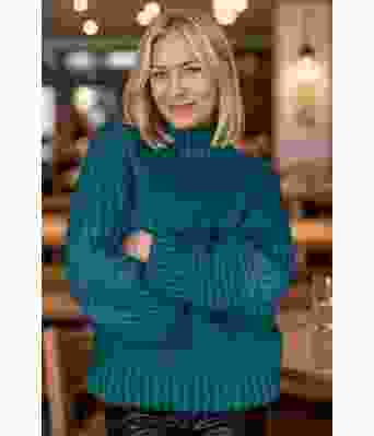 Turkis Big and cozy brioche sweater - Strikkia 2024-037-329
