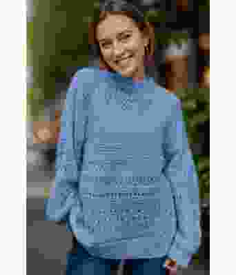 Blå Whispering breeze genser - Strikkia 2024-044-323