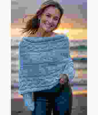 Blått Leafy sweaterscarf - Strikkia 2024-052-323