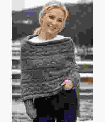 Jeansblå Leafy genser formet som skjerf - Strikkia 2024-052-327