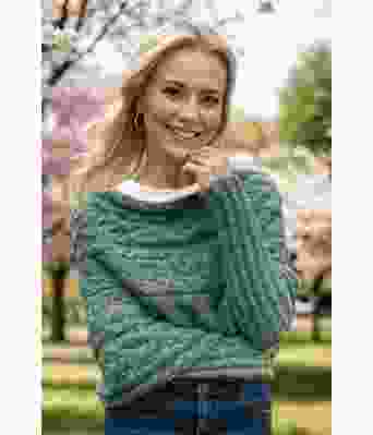 Jadegrønt Leafy sweater scarf - Strikkia 2024-052-336