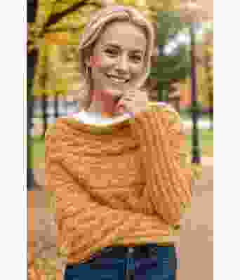 Okergul Leafy genserskjerf - Strikkia 2024-052-345
