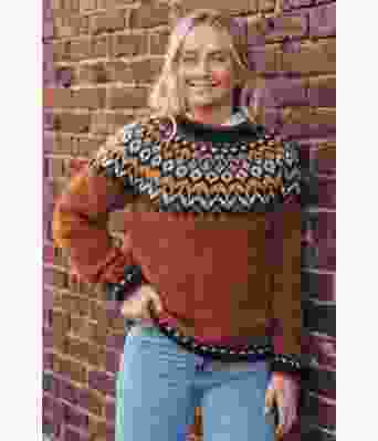 Aprikos brun riddarigenser med gult mønster LL0008