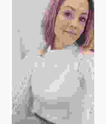 Naturhvit Perlepuffgenser - Strikkose 001-302