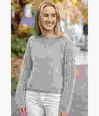 Perlepuffgenser i sandfarge - Strikkose 001-306