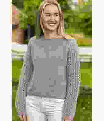 Beige Perlepuffgenser - Strikkose 001-307