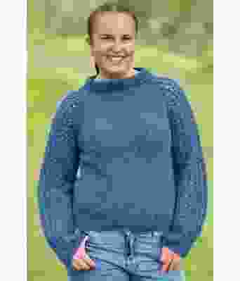 Blå Perlepuffgenser - Strikkose 001-323