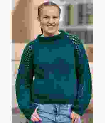 Turkis Perlepuffgenser - Strikkose 001-329B