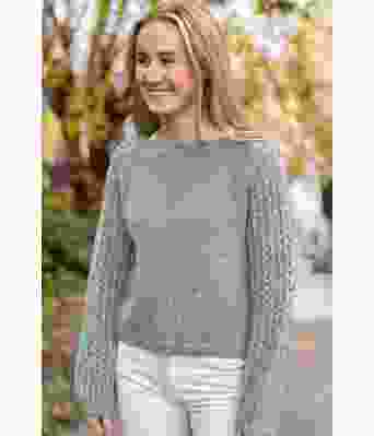 Perlepuffgenser i lys turkis - Strikkose 001-331