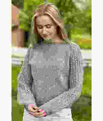 Perlepuffgenseren i lys mosegrønn - Strikkose 001-334