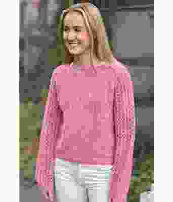 Rosa Perlepuffgenser - Strikkose 001-361