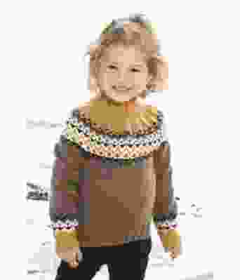 Suna brun strikkegenser med hoy hals til barn - Viking 1612-01